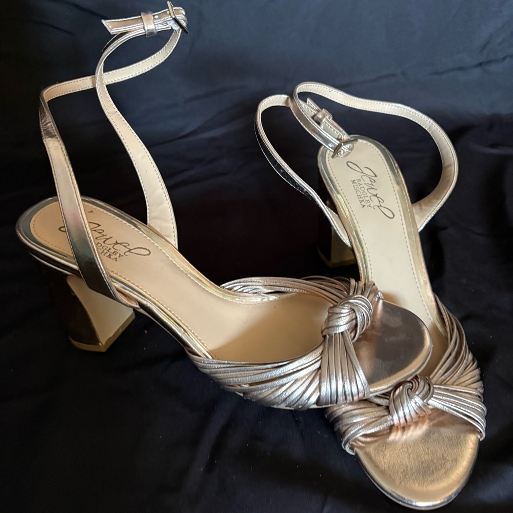 Jewel Badgley Mischka Metallic Gold Strappy Heels